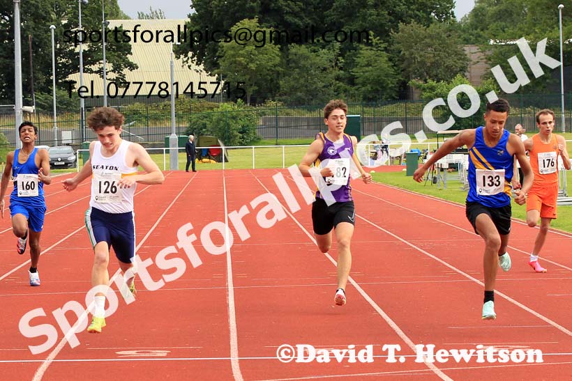 Boys Under-15s 200 metres, 2023 Northern Under-13s, Under-15s and Under-17s, Middlesbrough.  Photo: David T. Hewitson/Sports for All Pics